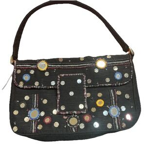 Vintage Whatever Y2K Purse Black 2000s Shoulder Bag Buckle Detail Faux Leather